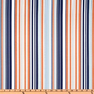 54'' Wide Anchors Away Stripe Canvas Navy Fabric By The Yard