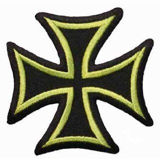 3 INCH Maltese Cross Embroidered Iron On Biker Applique Patch FD   Green