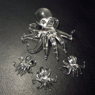 Hand blow glass figurine set of 4 octopus family  Collectible Figurines  