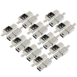 Gino 10 Pcs Mini USB 5 Pin Type B Male Connector Replacement Port Solder Plug Jack Computers & Accessories