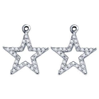 Diamond Star Shaped Drop Fashion Earrings 10K White Gold (0.14 ct.tw.) Jewel Tie Jewelry
