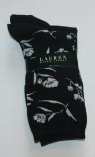 Lauren Ralph Lauren Women's Crew Socks   2 Pair   Size 9 11   Black/Floral