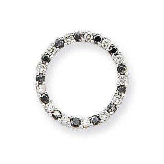 14K White Gold Black & White Diamond Pendant w/ chain. Carat Wt  0.25ct Chain Necklaces Jewelry