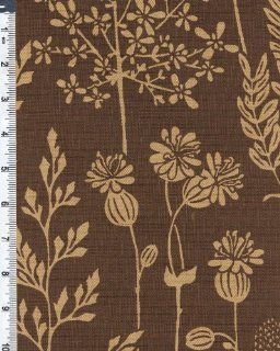 Decorator Linen Railroaded Floral Print Fabric By the Yard, Brown Tan 638