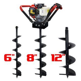 XtremepowerUS 3 Bits(6", 8", 12") V Type 55CC 2 Stroke Gas Post Hole Digger  Ice Augers  Patio, Lawn & Garden