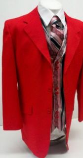 New Mens 5 Piece Red Dress Suit   Jacket, Pants, Vest, Handkerchief & Tie at  Mens Clothing store