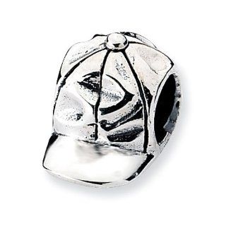 Sterling Silver Baseball Cap Charm Bead Fits Pandora Chamilia Biagi Bracelet Jewelry