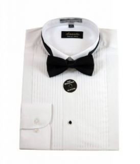 Amanti Convertible Cuff Tuxedo WinTip Dress Shirt (with Bow Tie) at  Mens Clothing store White Shirt For Bow Tie