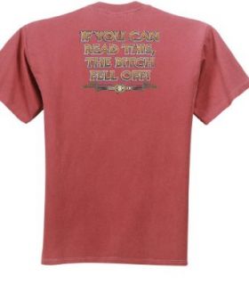 The Bitch Fell Off Mens Biker Pigment Dyed Tee Shirt   Dashing Red Clothing