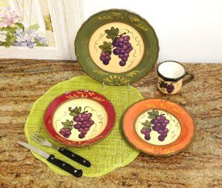 Tuscany Colorful Grapevine Hand Painted Ceramic, 16pc Dinneware Set, 84016 by ACK   Kitchen Storage And Organization Product Sets