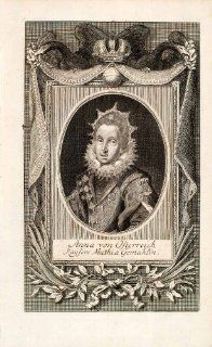 1721 Copper Engraving Portrait Anna Tyrol Archduchess Austria Holy Roman Empress   Original Copper Engraving   Prints