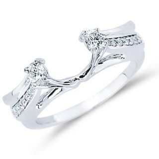 Diamond Engagement Ring Guard Wedding Band Bridal 14k White Gold (0.33 ct.tw) Jewel Tie Jewelry