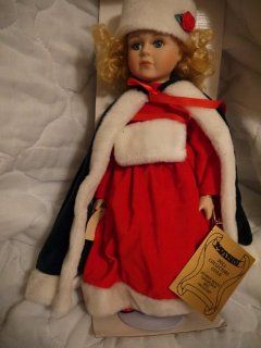 Seymour Mann Porcelain Doll   Red Winter Christmas   Home Decor Collectible Dolls