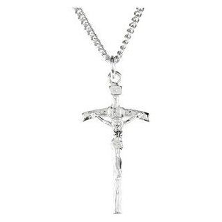 14K White Pendant Crucifix 23.00X14.00 mm CleverEve Jewelry