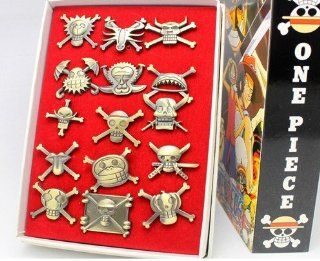 E busienss ONE Piece Shanks Skull Badge Copper Brooch Breastpin 15pcs of Set Cosplay Toys & Games