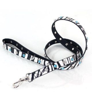Crystal Embellished Zebra Print Fashion Dog Leash [Misc.] [Misc.]  Pet Leashes 