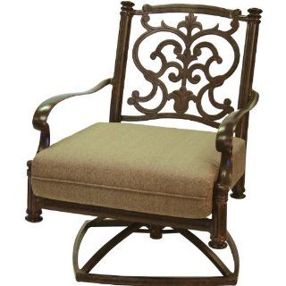 Darlee Santa Barbara Cast Aluminum Deep Seating Patio Swivel Rocker Lounge Chair   Antique Bronze  Patio, Lawn & Garden