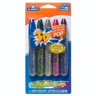 Elmer's 3D Glitter Pens, 5 Confetti Glitter Colors (E653)  Art Paints 