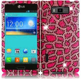 LG Optimus Showtime L86C Straight Talk / Net 10 Pink Leopard Hard Full Diamond Case Cover Faceplate Protector with Free Gift Reliable Accessory Pen Cell Phones & Accessories