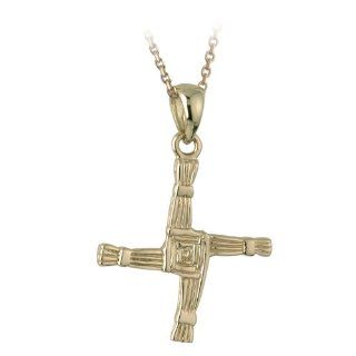 14k Gold St. Brigid's Cross Pendant Necklace Made in Ireland Jewelry