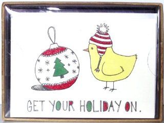 Molly & Rex  Get Your Holiday On Yellow Chick Christmas Boxed Cards Set of 12  Greeting Cards 