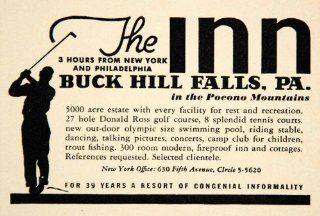 1940 Ad Buck Hill Falls Pocono Mountains Donald Ross 630 Fifth Ave Hotel Inn   Original Print Ad  