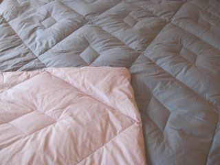 Pacific Coast Feather Northern Nights Double Diamond 550 Fill Power 300 TC Medium Warmth Solid Pink and Solid Gray Reversible Down Blanket   Full/Queen   Bed Blankets
