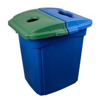 Continental 656 1, Colossus Blue Recycling Station Receptacle with 4 Color Coded Hinged Lids, 56 Gallon Capacity, 26 1/2" Length x 30" Width x 36 1/2" Height (Case of 1)