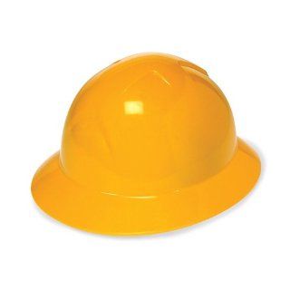 Liberty DuraShell HDPE Full Brim Hard Hat with 6 Point Ratchet Suspension, Yellow (Pack of 6) Hardhats