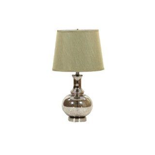 Essential Dcor Entrada Collection Silver Mosaic Candle Holder with Green Lamp Shade   Bedside Lampshades