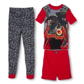 How to Train Your Dragon Boys 3 Piece Short Sleeve Pajama Set   Red 6 Red