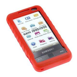 Red Durable Flexible Soft Silicone Skin Case for Verizon Samsung I900 I910 Omnia Smartphone Cell Phones & Accessories