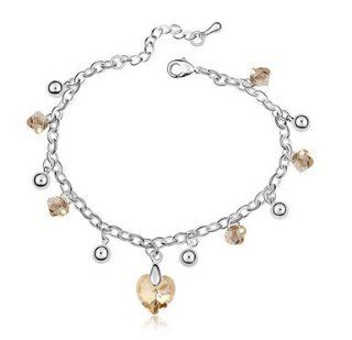 Charm Jewelry Swarovski Crystal Element 18k White Gold Plated Golden Shadow Pretty Heart Elegant Fashion Link Bracelet Z#186 Zg50f632 Jewelry