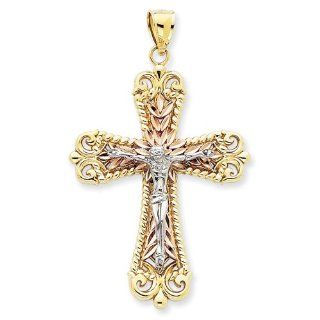 14k Tri color Crucifix Cross Pendant Jewelry