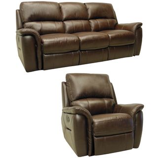 Porter Brown Italian Leather Reclining Sofa And Glider/recliner Chair