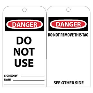 Nmc Tags   Danger   Do Not Use Signed By___ Date___ Do Not Remove This Tag See Other Side   White