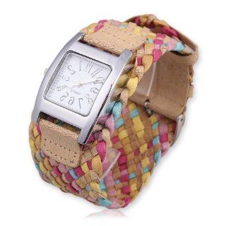 Vktech Fashion Candy Color Braided Plaited Rope Strap Wrap Quartz Lady Wrist Watch (Style A) at  Women's Watch store.