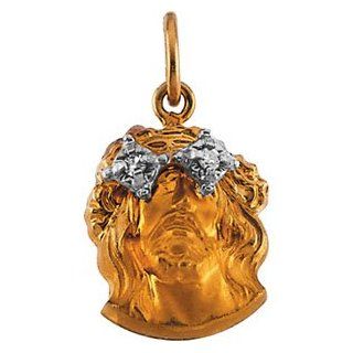 14K Yellow Gold Head Of Jesus Crown Pendant W GoldenMine Jewelry