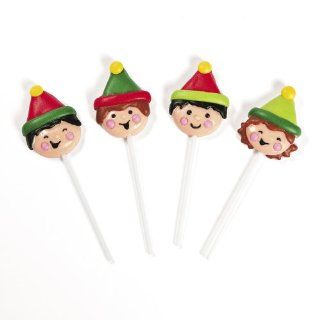 Elves Character Lollipop Suckers (1 dz)  Christmas Decor  Grocery & Gourmet Food