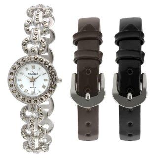 Peugeot Women's 662 Silver tone Marcasite Watch w/ 2 Interchangeable Straps Watches
