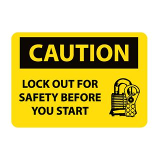 Nmc Osha Compliant Vinyl Caution Signs   14X10   Caution Lockout For Safety Before You Start