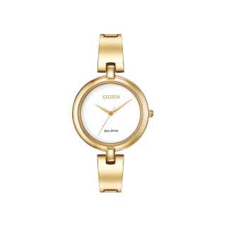 Citizen Eco Drive Womens Gold Tone Bangle Bracelet Watch EM0222 82A