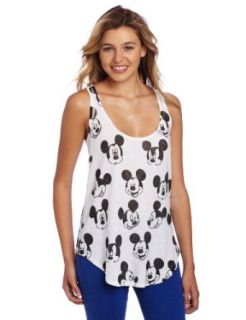Junk Food Juniors Mickey Mouse After Party Slub Tank, Electric White, Large Clothing