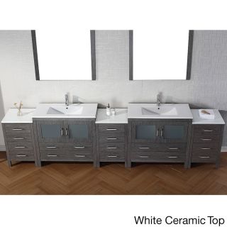Virtu Usa Dior 126 Inch Double Sink Vanity Set In Zebra Grey