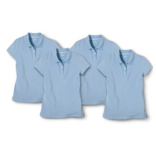 Cherokee Girls School Uniform 4 Pack Short Sleeve Pique Polo   Windy Blue XS