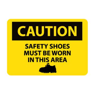 Nmc Osha Compliant Vinyl Caution Signs   14X10   Caution Safety Shoes Must Be Worn In This Area