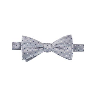 Stafford Paprika Dot & Ginger Plaid Pre Tied Bow Tie, Silver, Mens