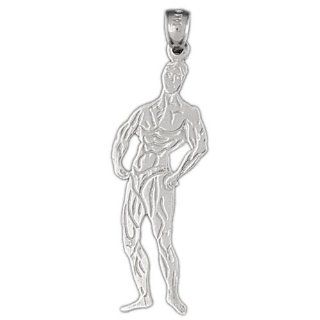 Clevereve's 14K White Gold Pendant Bodybuilding 2.1   Gram(s) CleverSilver Jewelry