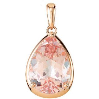 5 Ct Morganite Faceted Pear 14k Rose Gold Pendant Jewelry