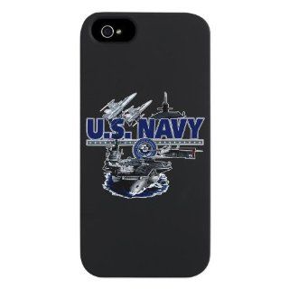 iPhone 5 or 5S Case Black US Navy with Aircraft Carrier Planes Submarine and Emblem 